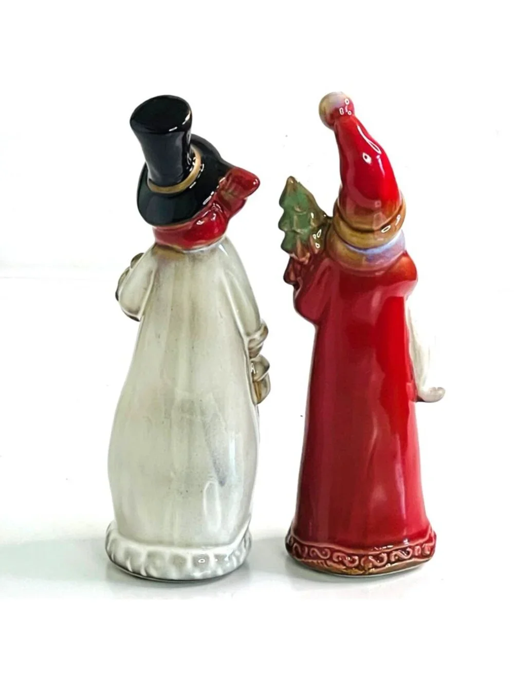 Vintage Christmas Figurine Set Old World Santa and Snowman Cardinal Holiday 8
